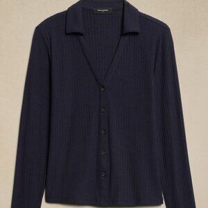 Banana Republic Preppy Navy Collared Drop Needle Shirt/NWT/XL